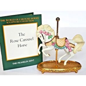Franklin Mint World Of Carousel Horses The Rose Horse Gold Porcelain‎ COA M1043